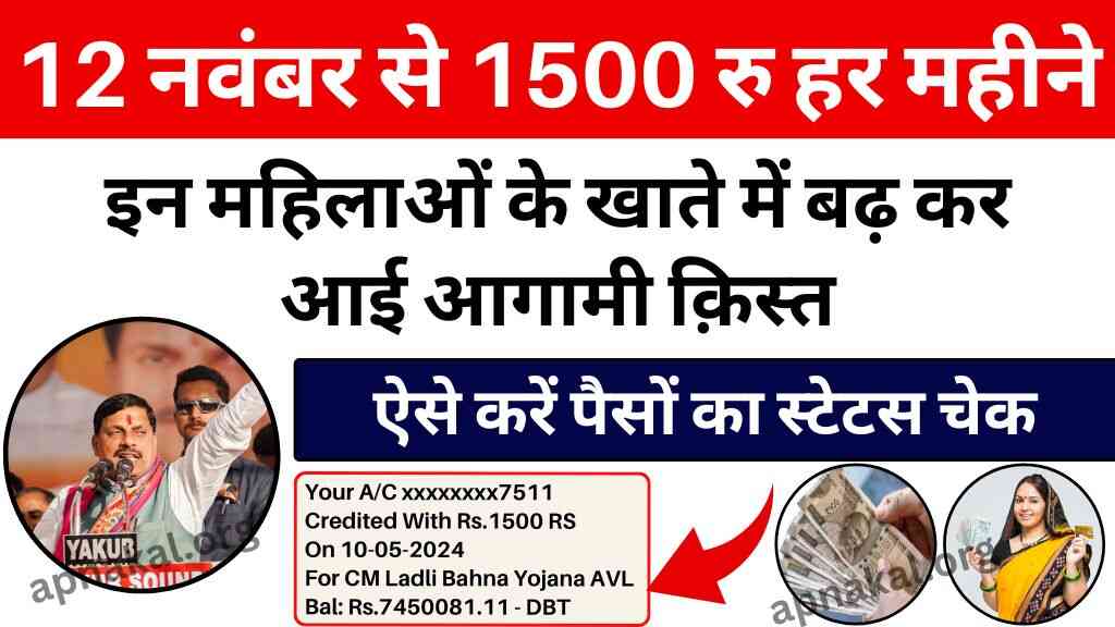 Ladli Behna Yojana Update: 12 नवंबर से 1500 रुपये हर महीने, CM मोहन यादव ने दी महिलाओं को बड़ी सौगात — ऐसे करें स्टेटस चेक